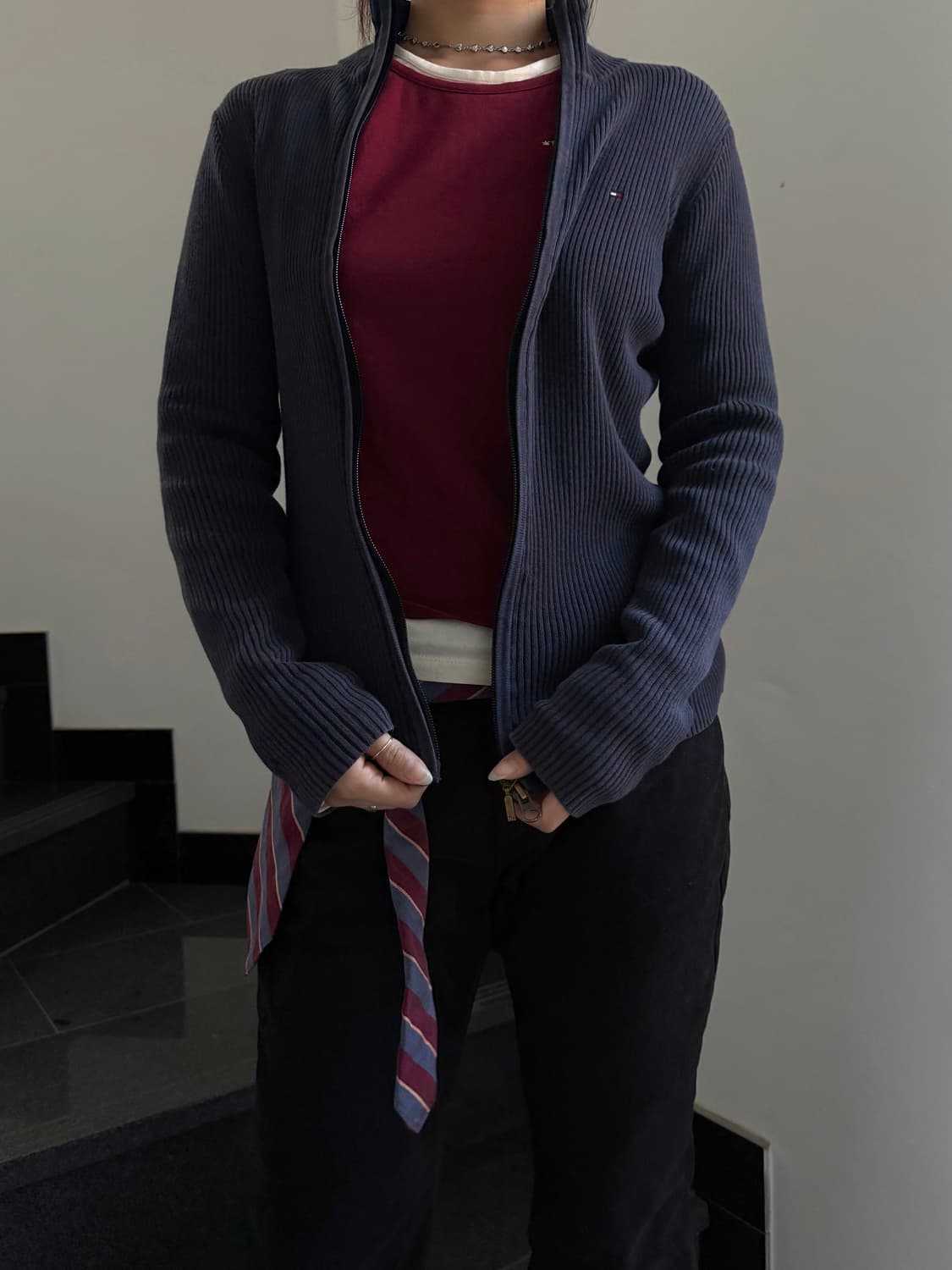 타미힐피거 네이비 니트집업 상품이미지3