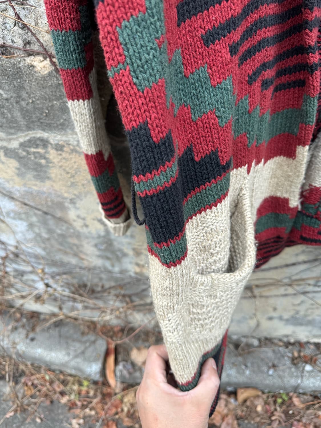 80~90s 폴로 랄프로렌 나바호 패턴 네이티브 문양 핸드 니트 가디건 상품이미지4