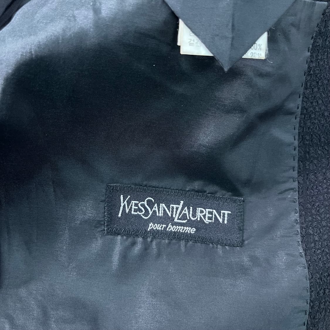 100 입생로랑 90s 시어서커 블랙 투버튼 블레이저 자켓 상품이미지3