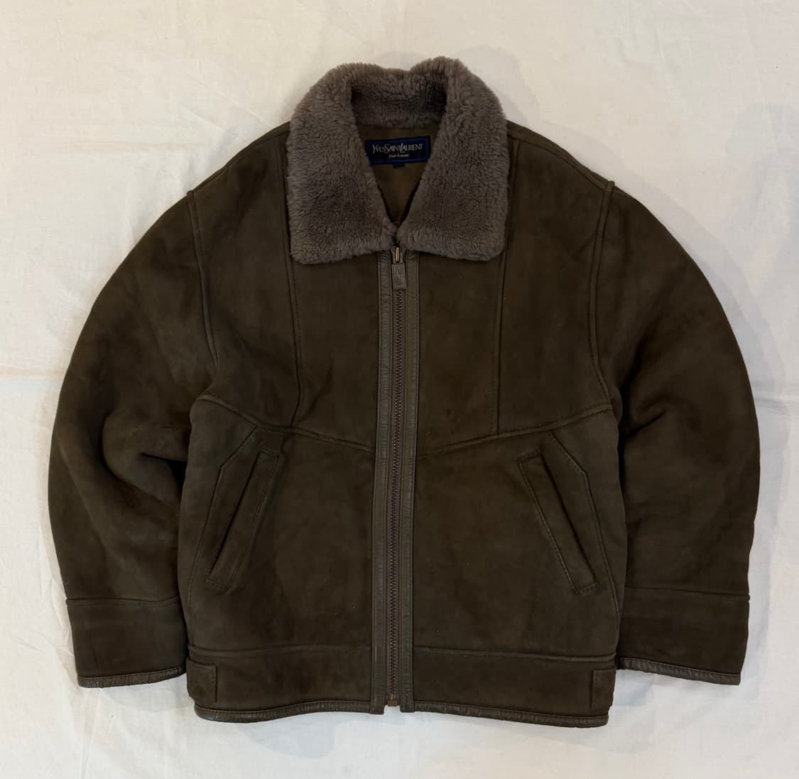 90s YSL 입생로랑 램스킨 무스탕 가죽자켓 브라운 상품이미지1