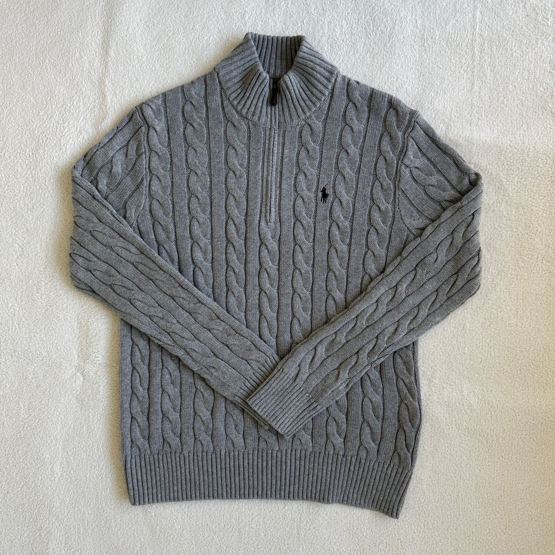 폴로랄프로렌 꽈배기 하프집업 니트 그레이 상품이미지1