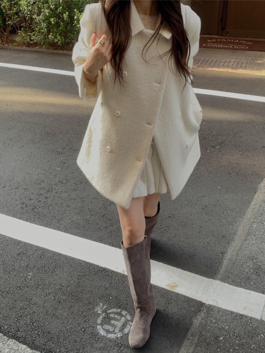 아이보리 하프코트 상품이미지1