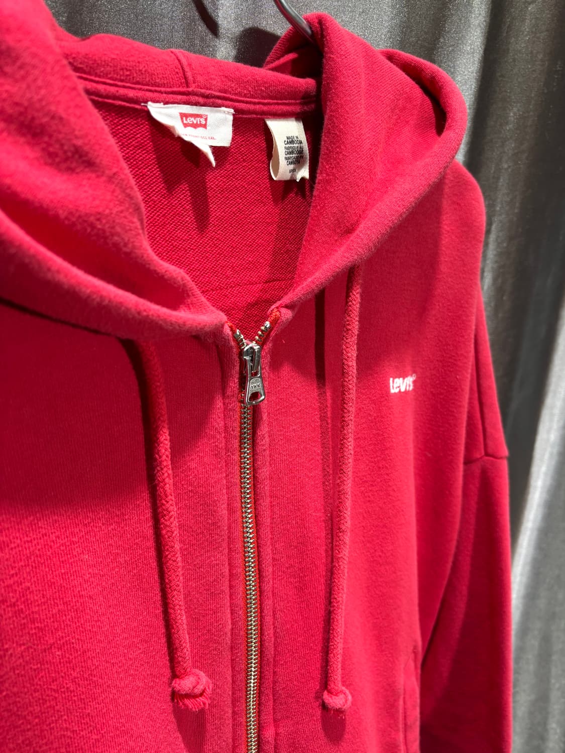 S 리바이스 스펠링 라인 레드 후드집업 상품이미지6