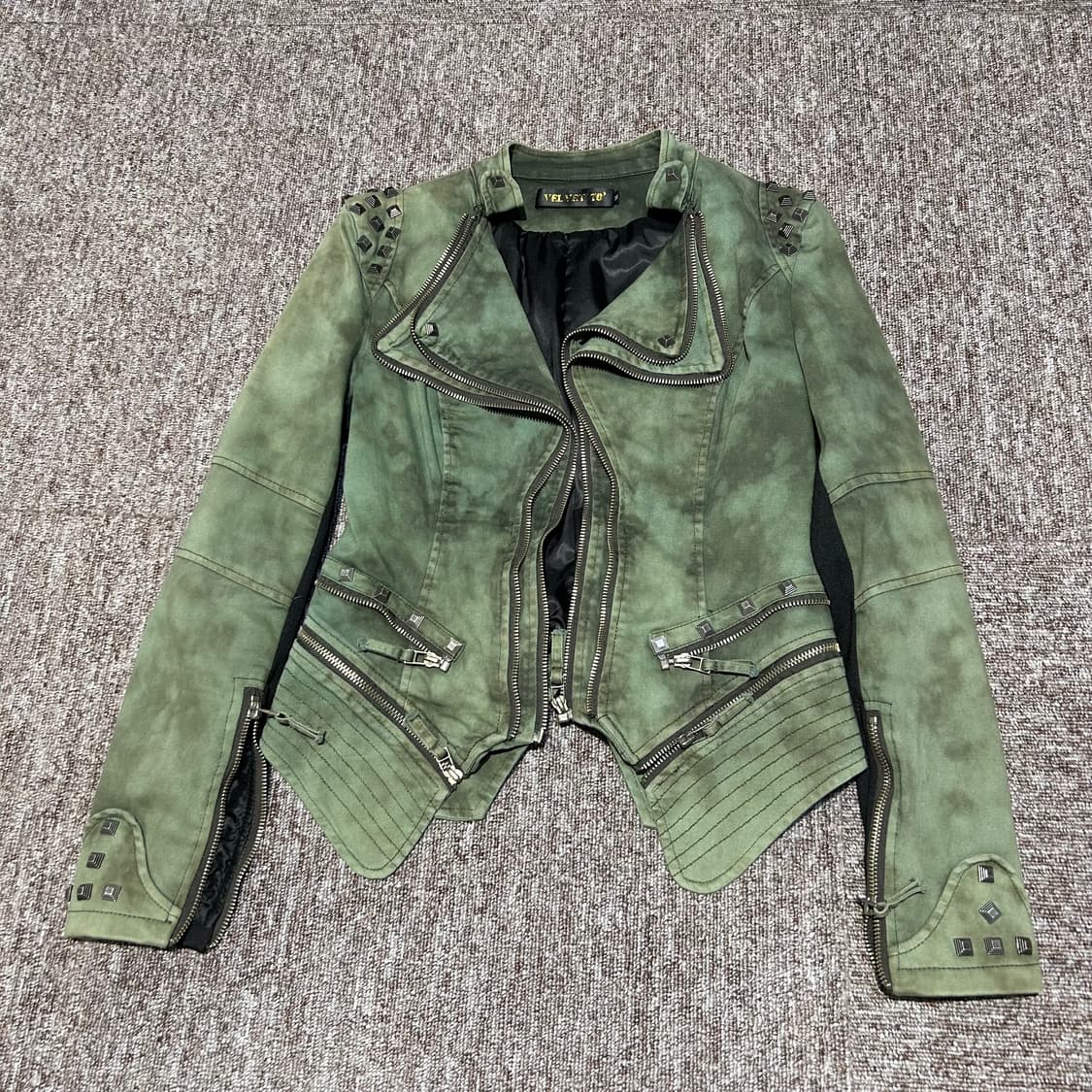 M) 스터드 라이더 지퍼 디테일 자켓 락 펑크 상품이미지1