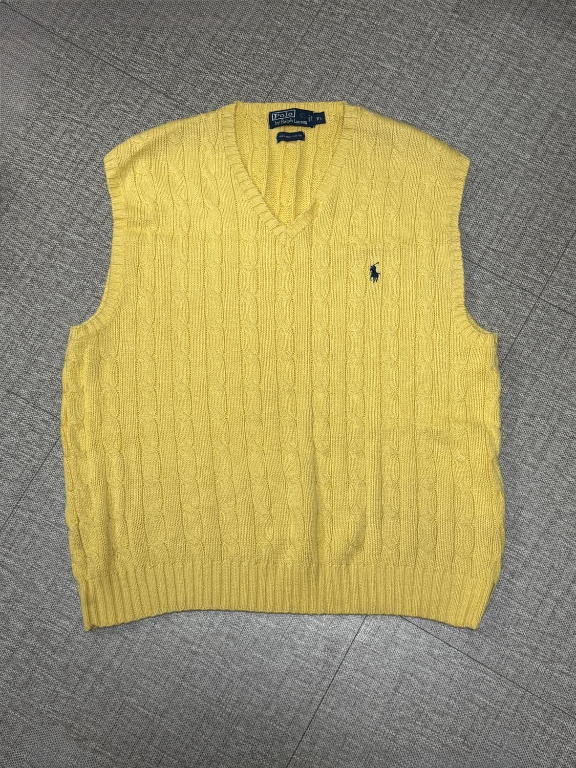 빈티지 폴로 랄프로렌 옐로우 꽈배기 니트조끼 상품이미지2