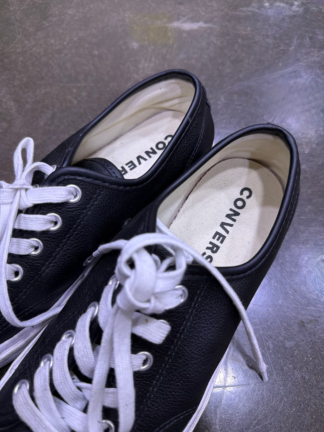 컨버스 잭퍼셀 레더 가죽 블랙 화이트 로우 스니커즈 240 상품이미지4
