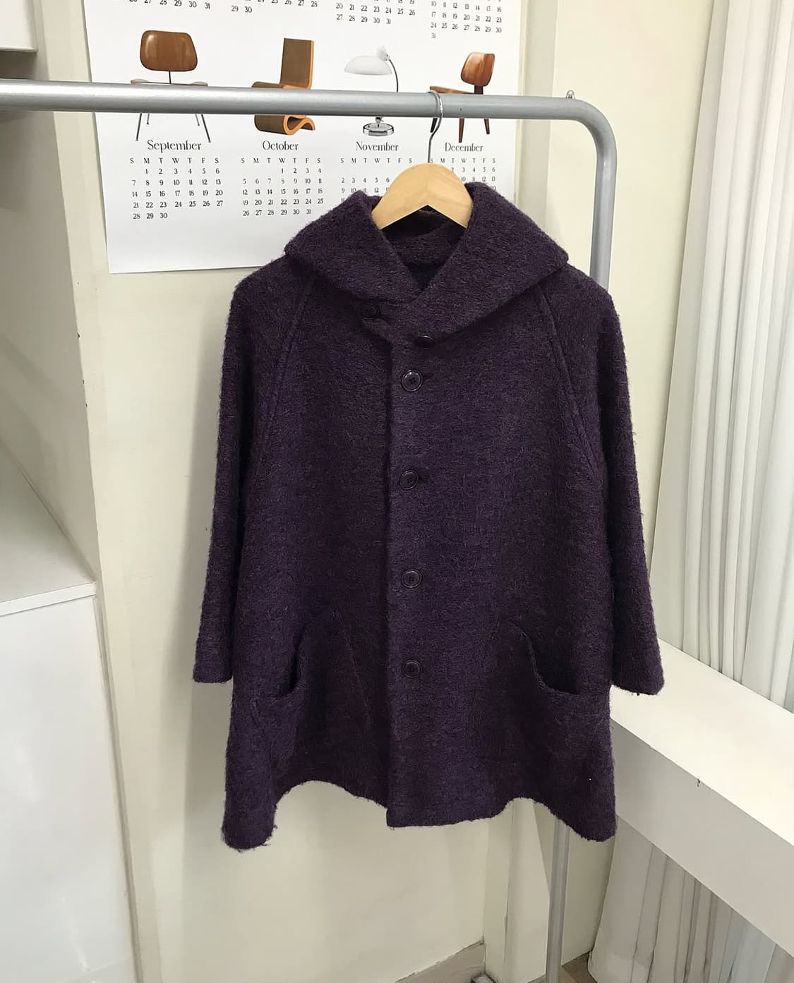 요지야마모토 모헤어 후드 코트 상품이미지4