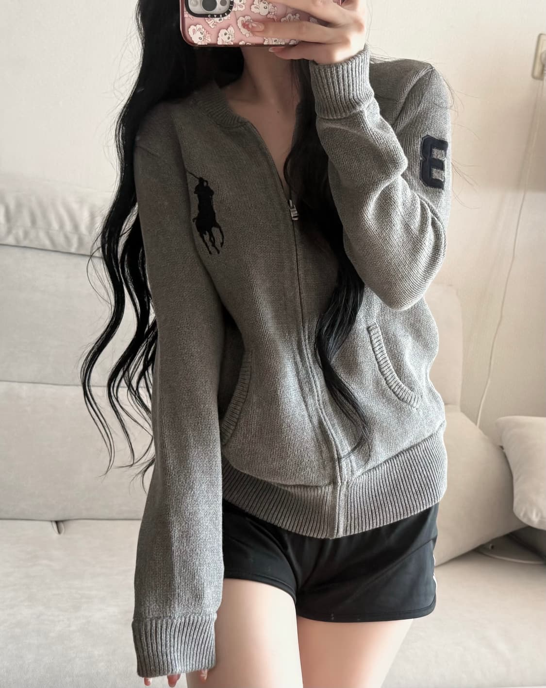 폴로 랄프로렌 빅포니 그레이 니트 집업 상품이미지1