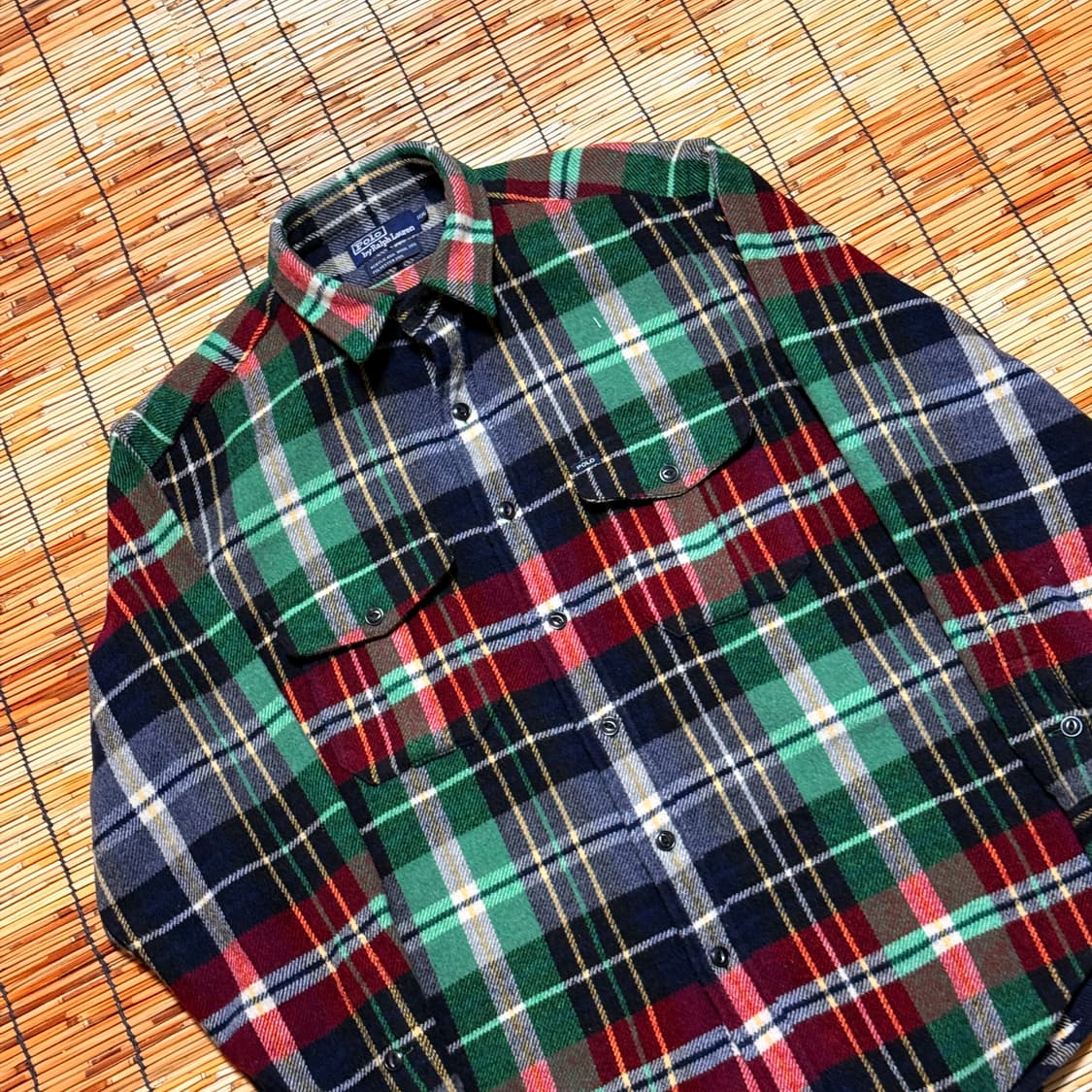90s 폴로 랄프로렌  아크릴울 타탄 체크 셔츠 XL 상품이미지3