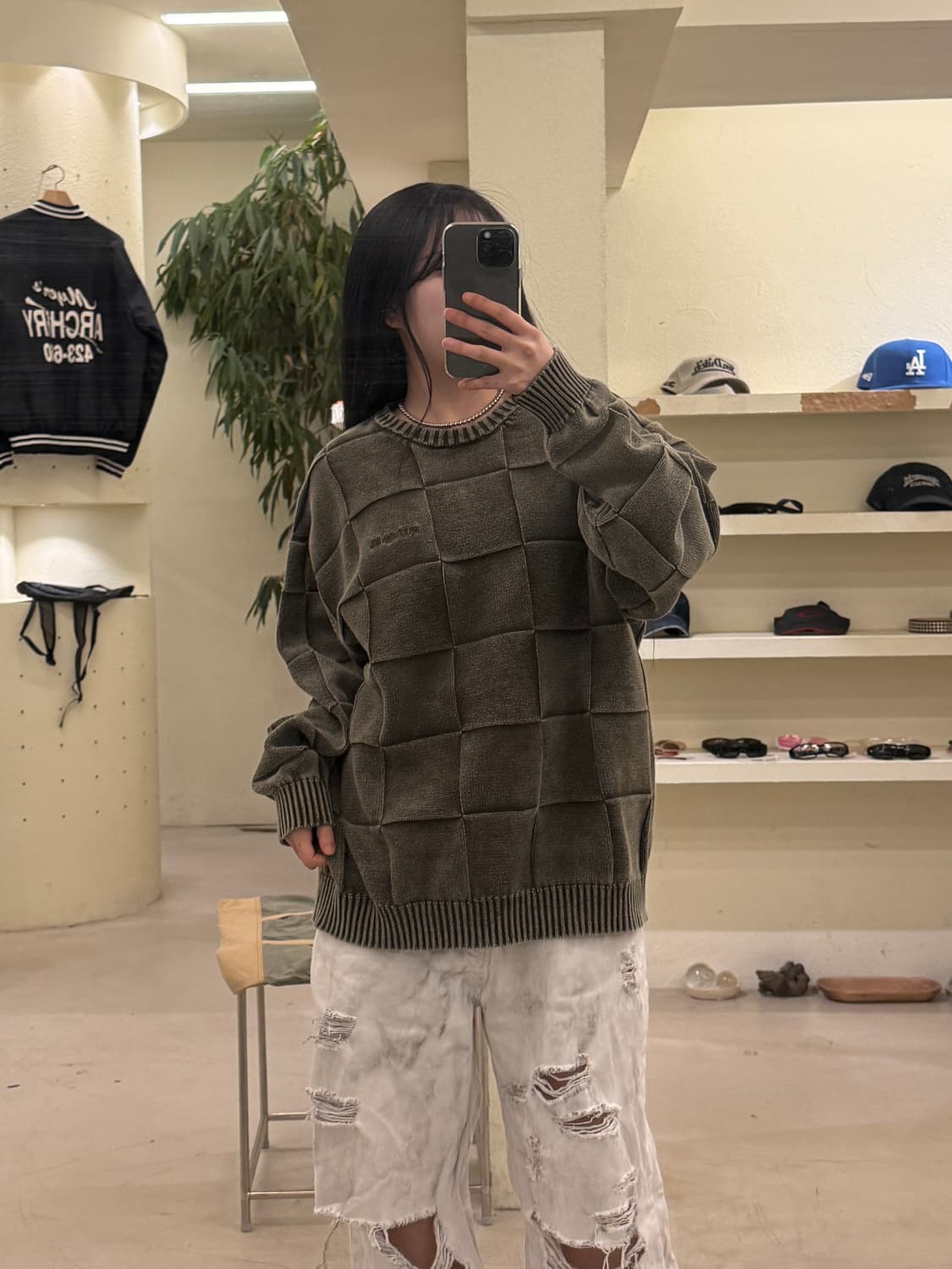 마하그리드 패턴 니트 U363 상품이미지1