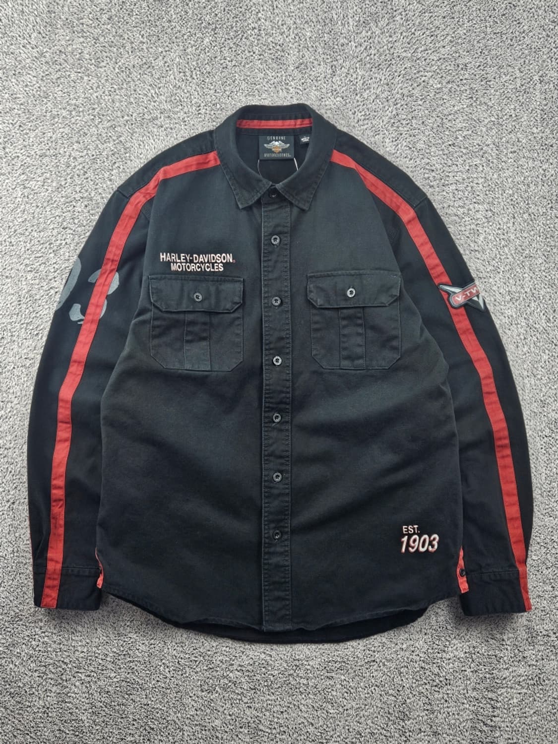 할리데이비슨 V-TWIN 모터사이클 바이커 셔츠 ( L ) / 11590 상품이미지1