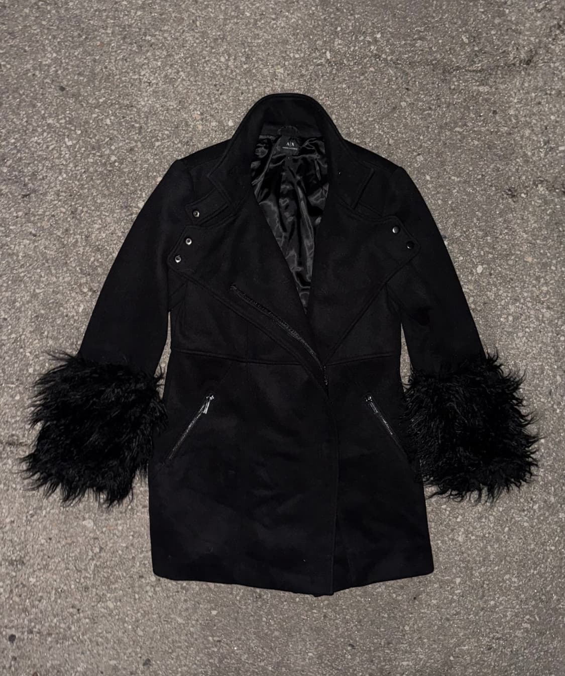 Armani Exchange Fur Cuff Detail Coat 상품이미지1