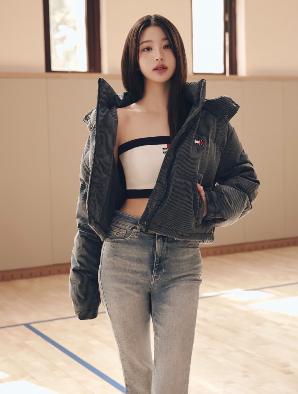 타미진스 워시드 코듀로이 알래스카 패딩 덕다운 크롭패딩 상품이미지1