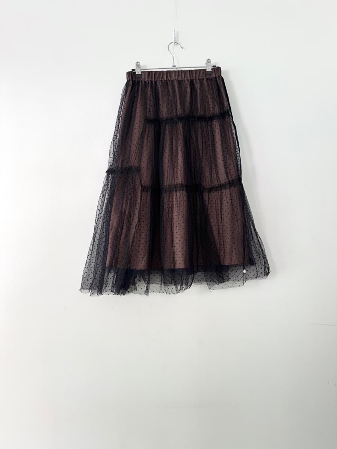 Dot strap mix tulle skirt / black 상품이미지8
