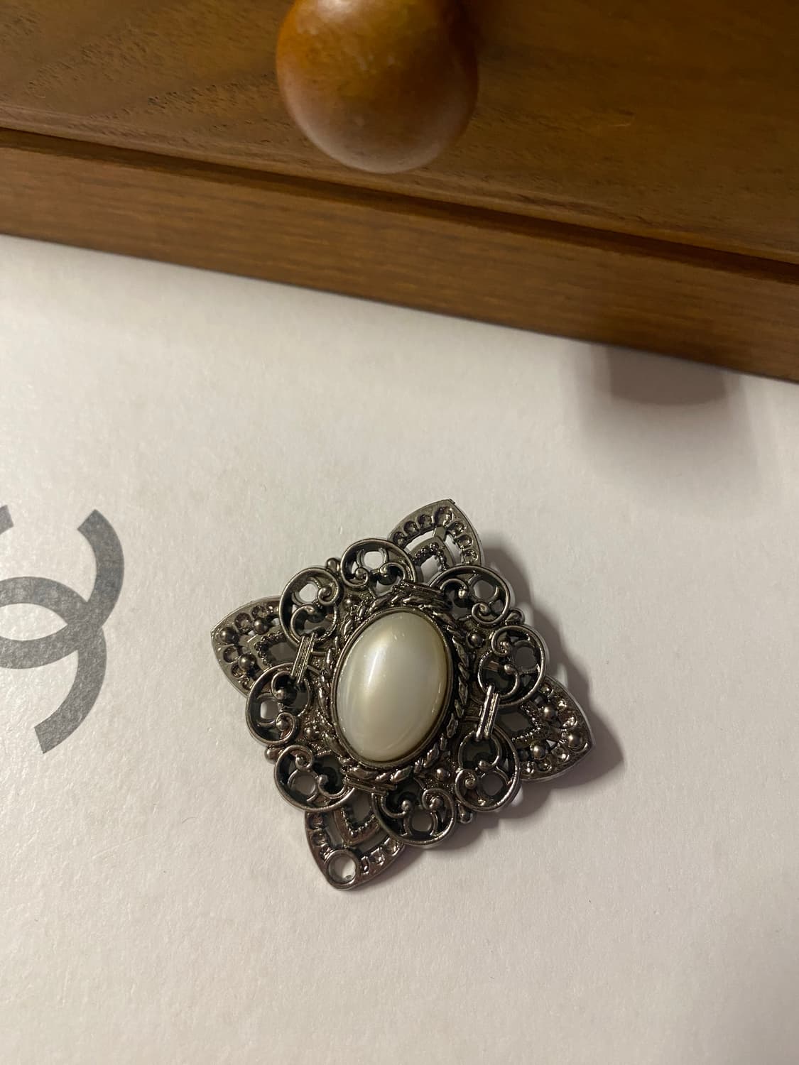 일본 수입 빈티지 오벌 스톤 브로치 상품이미지1