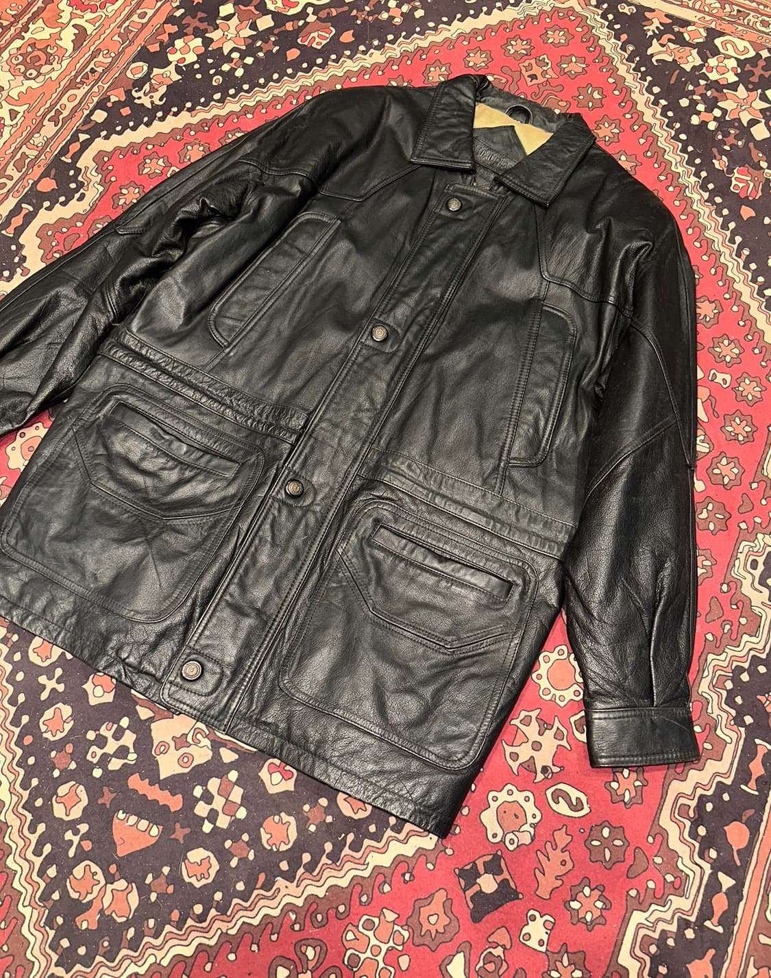 ( L-XL ) 가죽코트 가죽카코트 양가죽자켓 소가죽자켓 빈티지가죽 상품이미지3