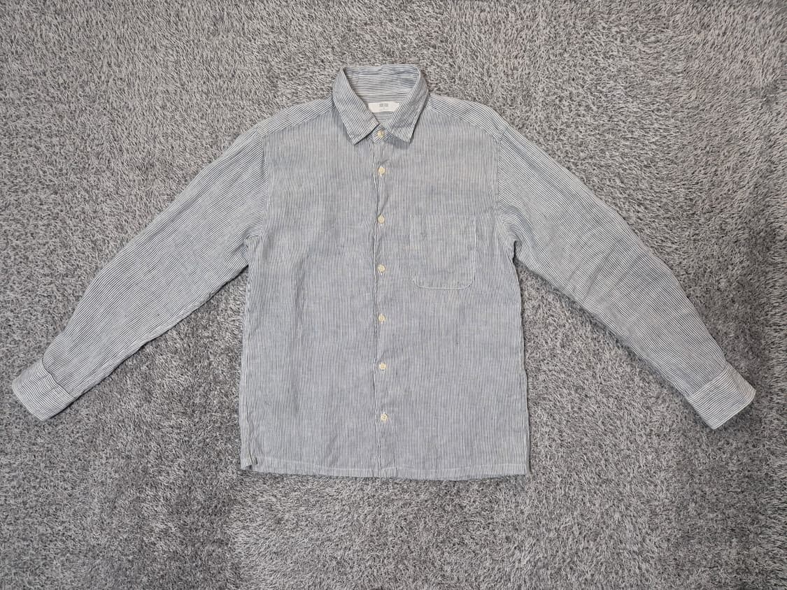 유니클로 여성 스트라이프 린넨 셔츠 M 상품이미지1