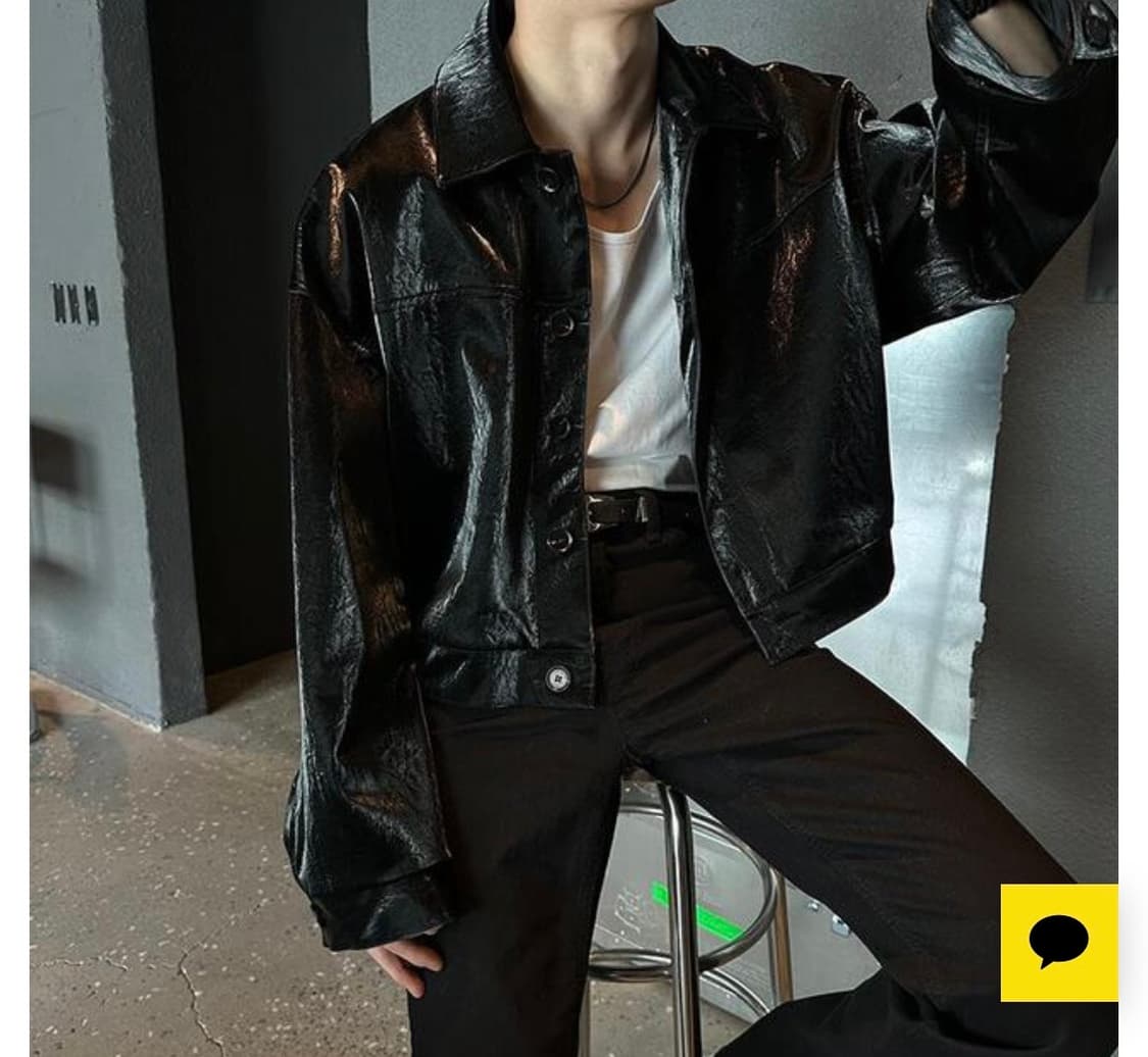 로랑 크롭 레더자켓 상품이미지2