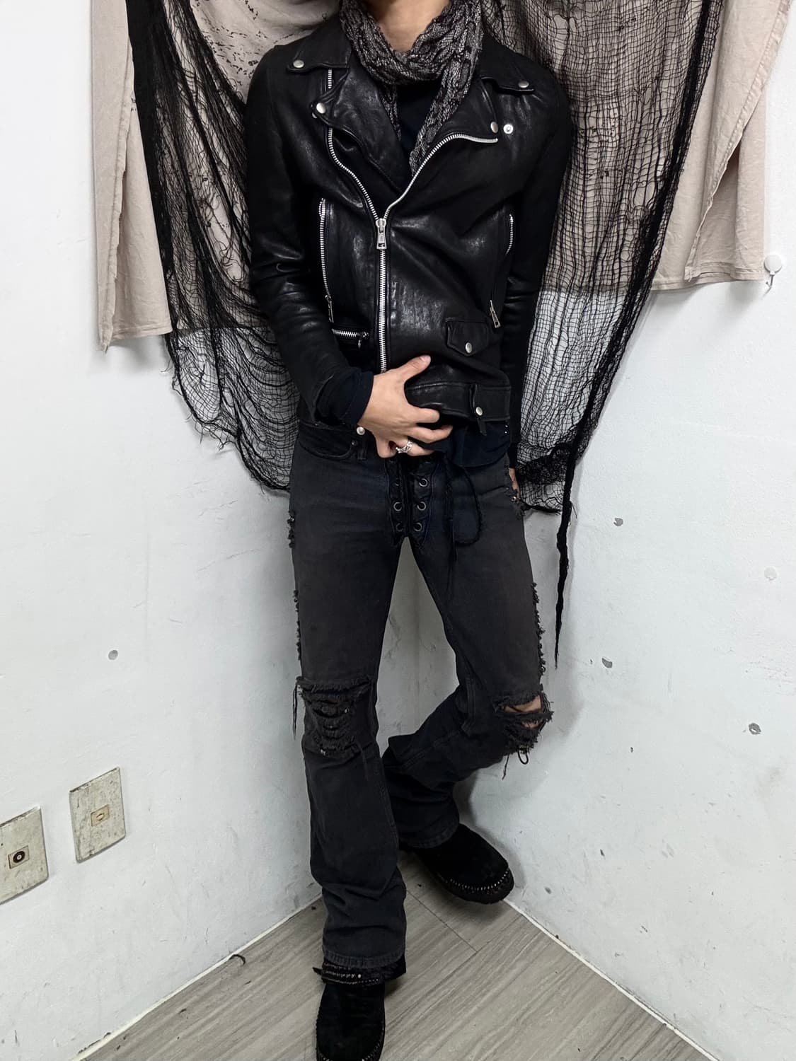 Multi Zipper Sheep Skin Cuff Detail Jack 상품이미지2