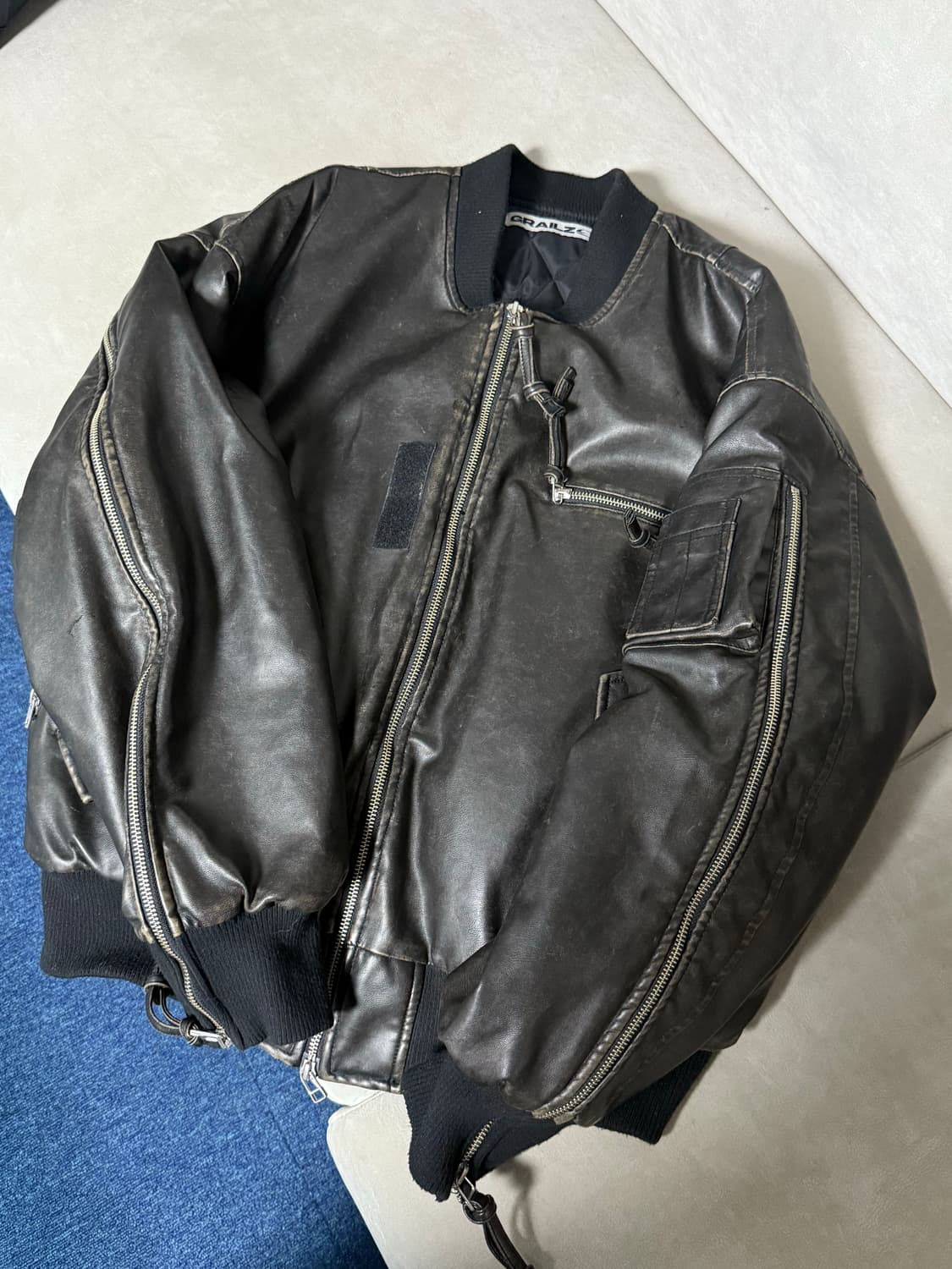[1] Grailz 그레일즈 멀티 지퍼 레더 봄버 자켓 상품이미지1