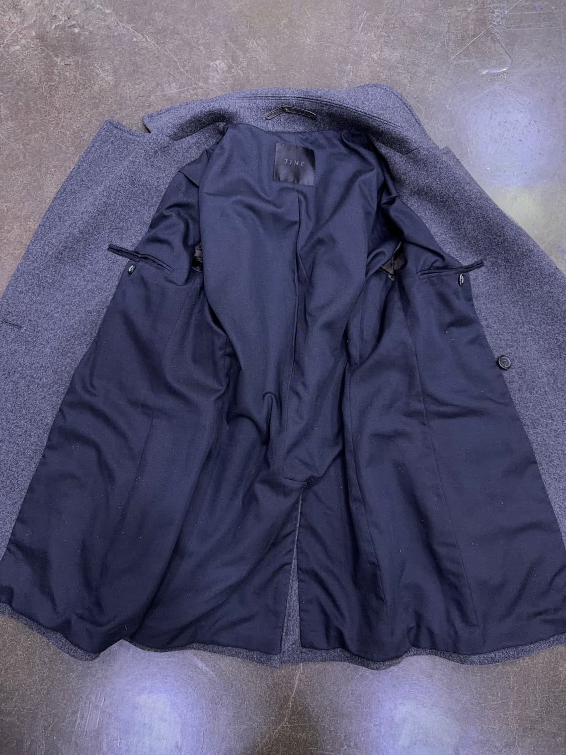 타임옴므 더블 블레스트 견장 울 코트 그레이 105 상품이미지9