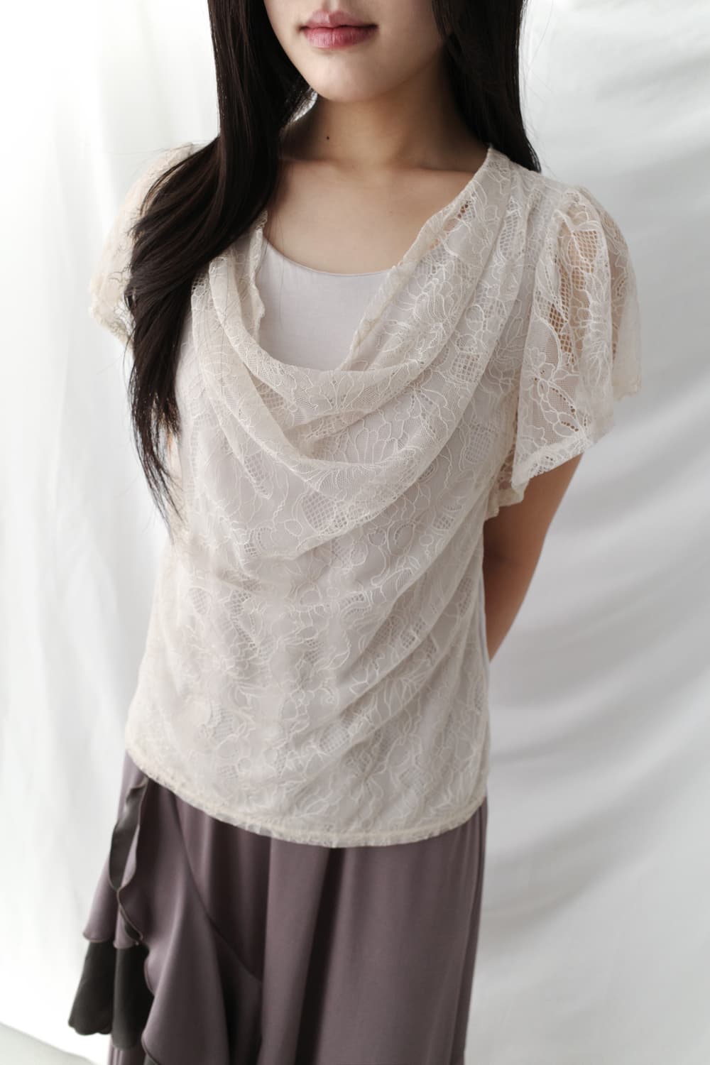 lace draping half T  상품이미지6