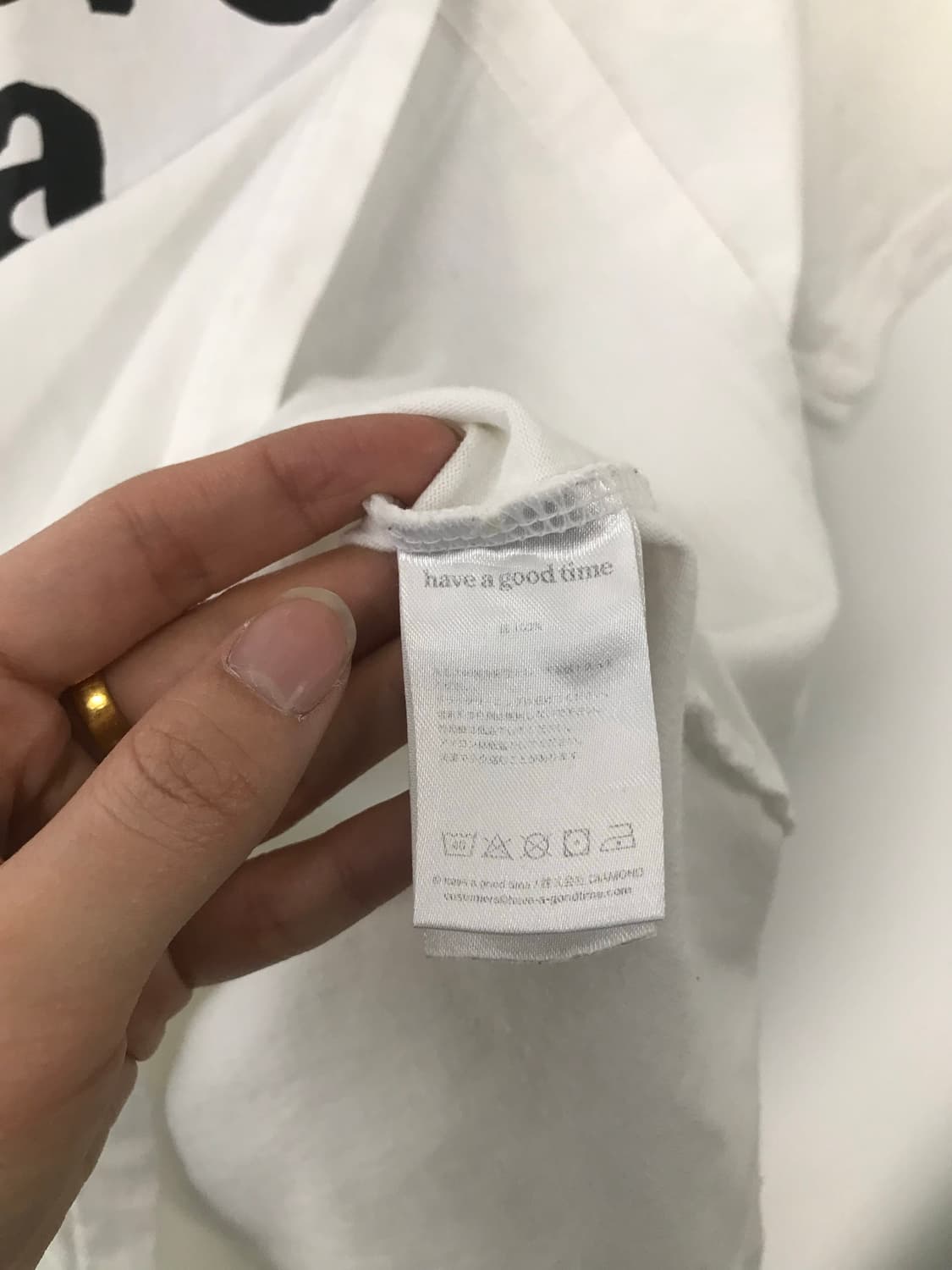 헤브어굿타임 박스로고 화이트 반팔 티셔프 상품이미지5