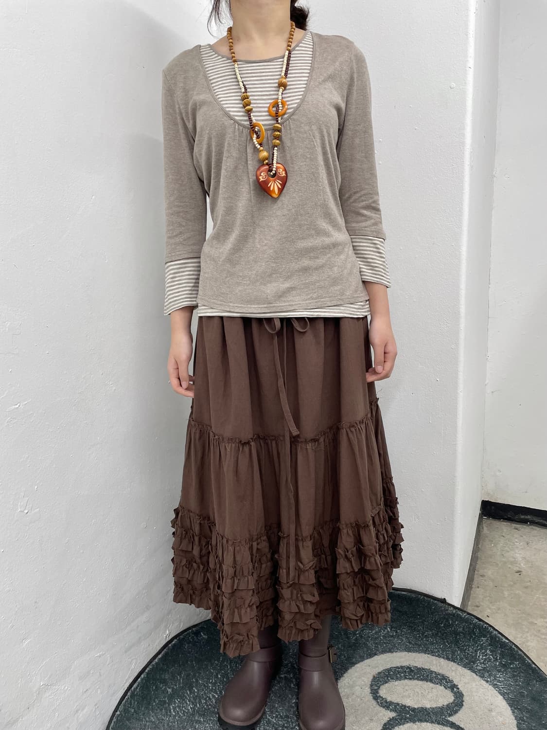 브라운 라떼 모리 캉캉 스커트 상품이미지4