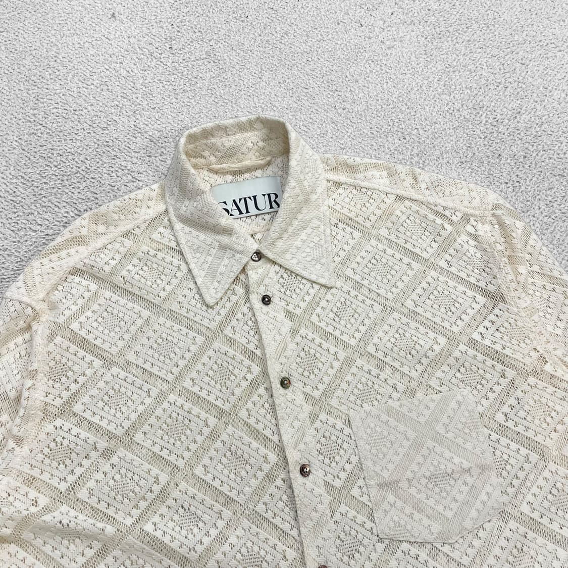 세터 Satur 크로셰 아가일 코튼 메쉬 셔츠 아이보리 상품이미지2