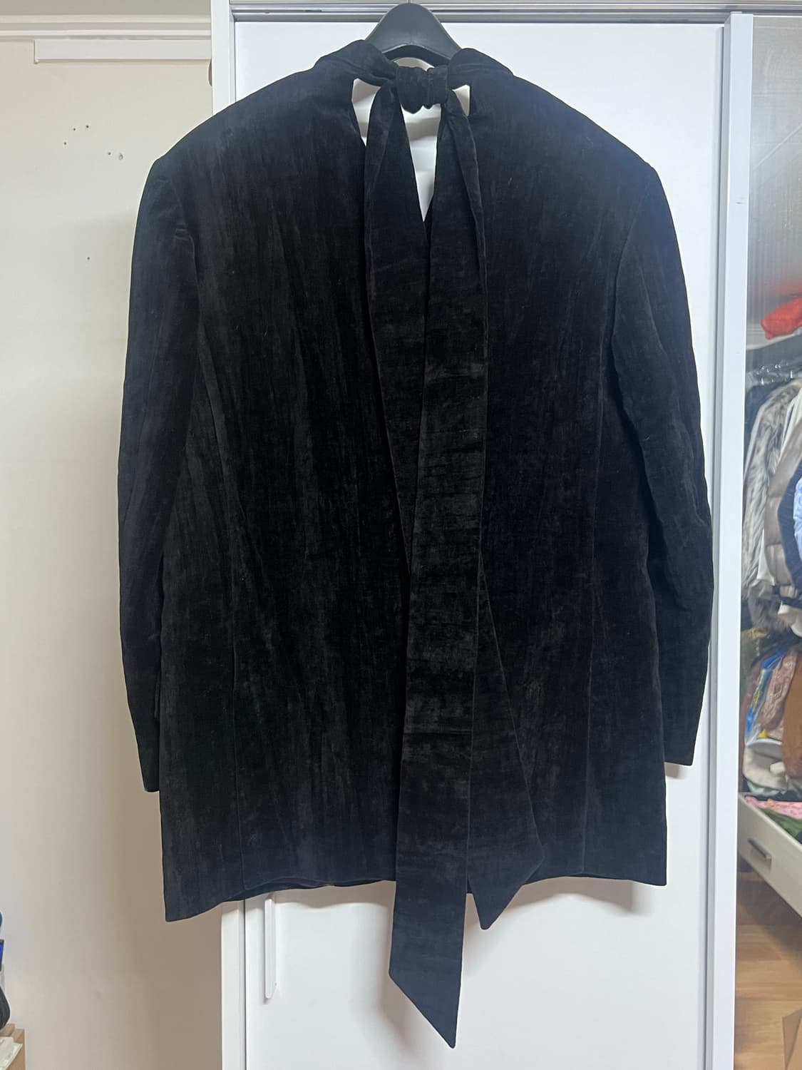 푸시버튼 백리본 포인트 싱글 자켓 블랙 상품이미지8