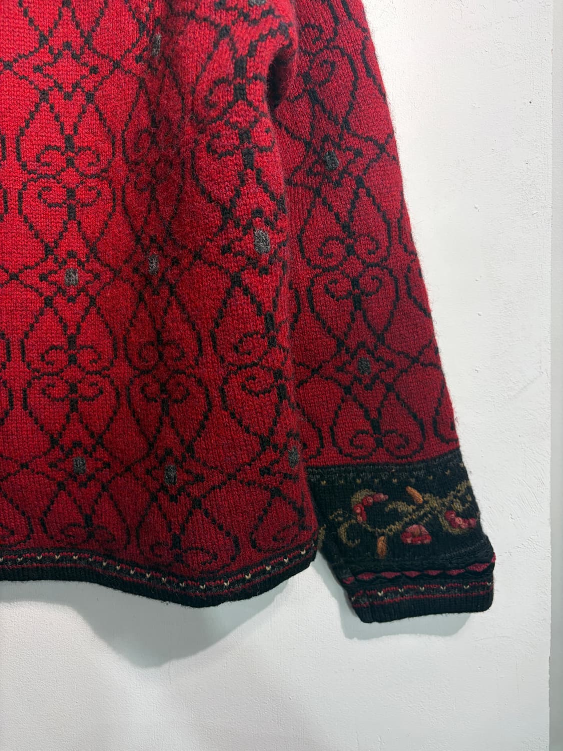 [M] Shetland 울 100% 자수 노르딕 니트 가디건 M 상품이미지10