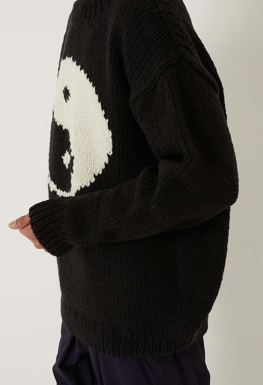 Peru made 100% 울 음양 오버핏 니트 크로쉐 스웨터 상품이미지3