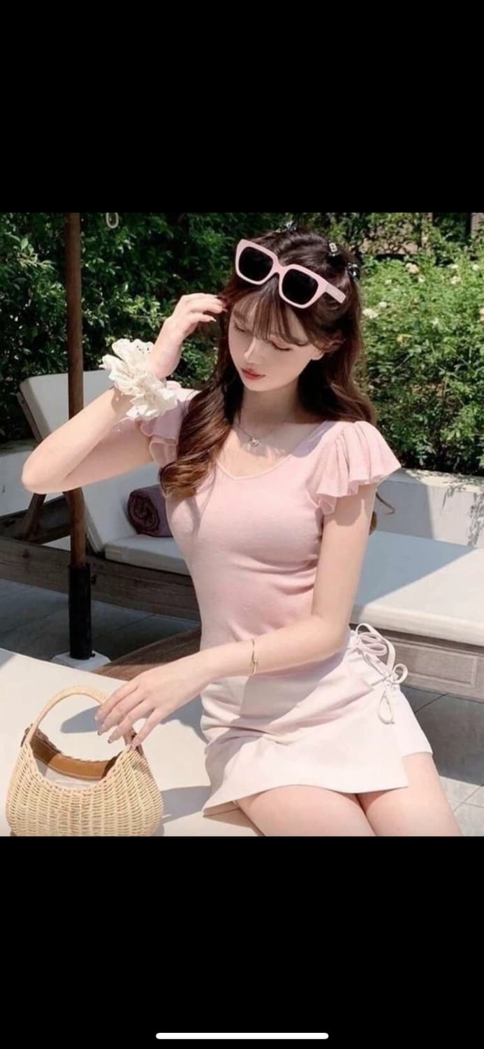 핑크 레이스 퍼프 반팔 니트 새상품 상품이미지1