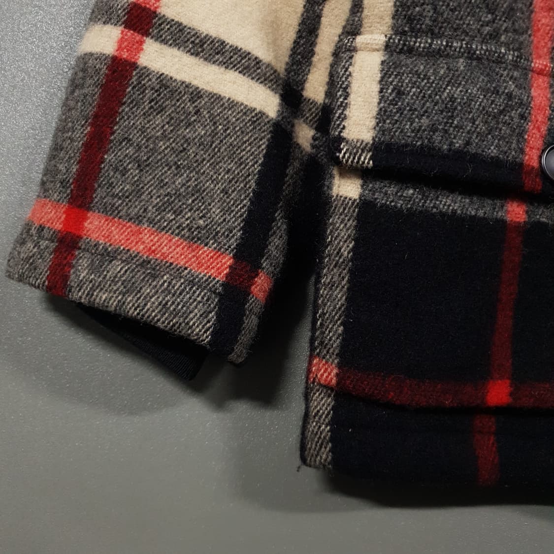실측 XL) 폴로 랄프로렌 90s 타탄체크 울 필드 자켓 하프 코트 희귀 상품이미지5