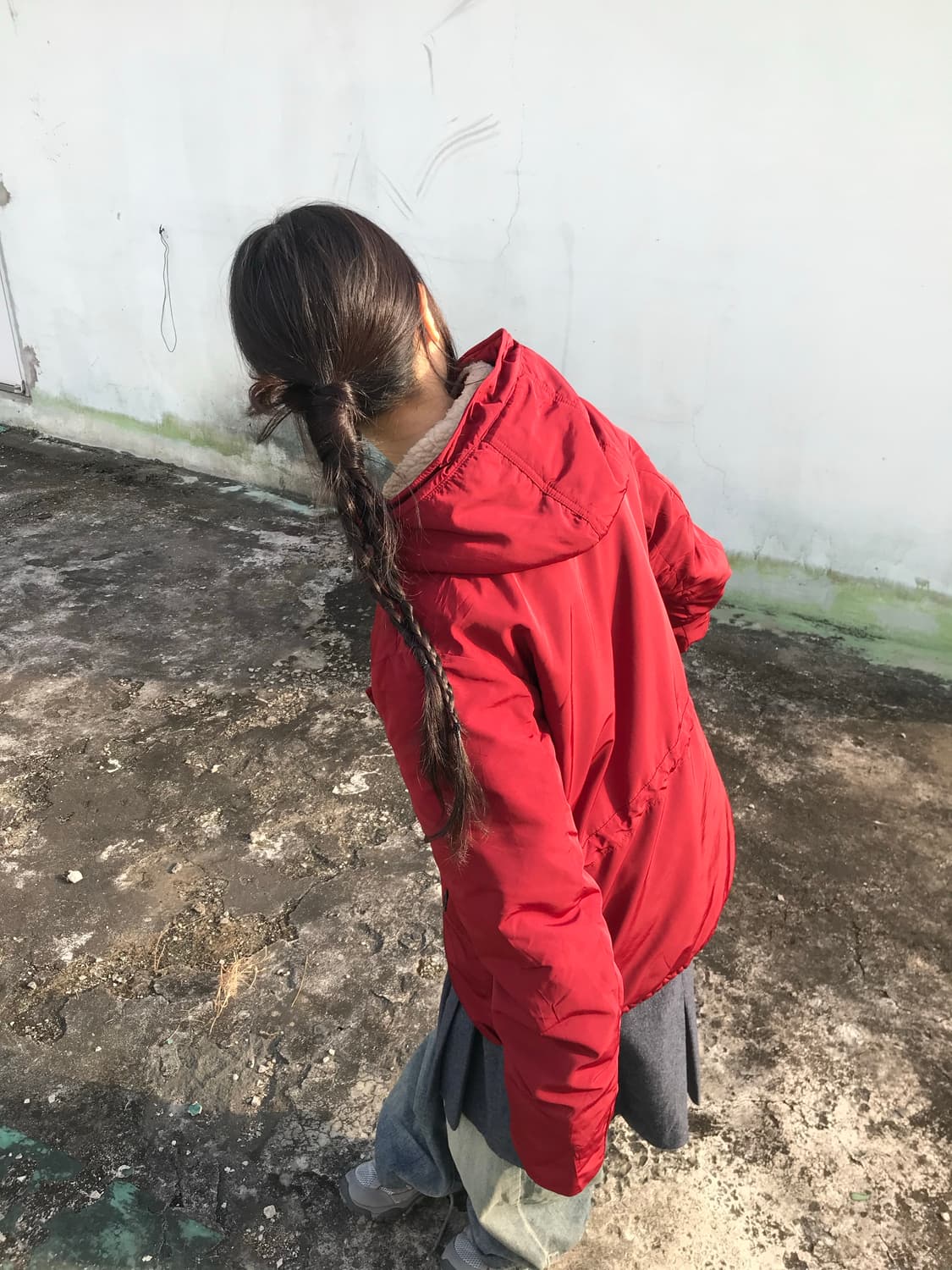 딥 레드 후드파카 상품이미지4