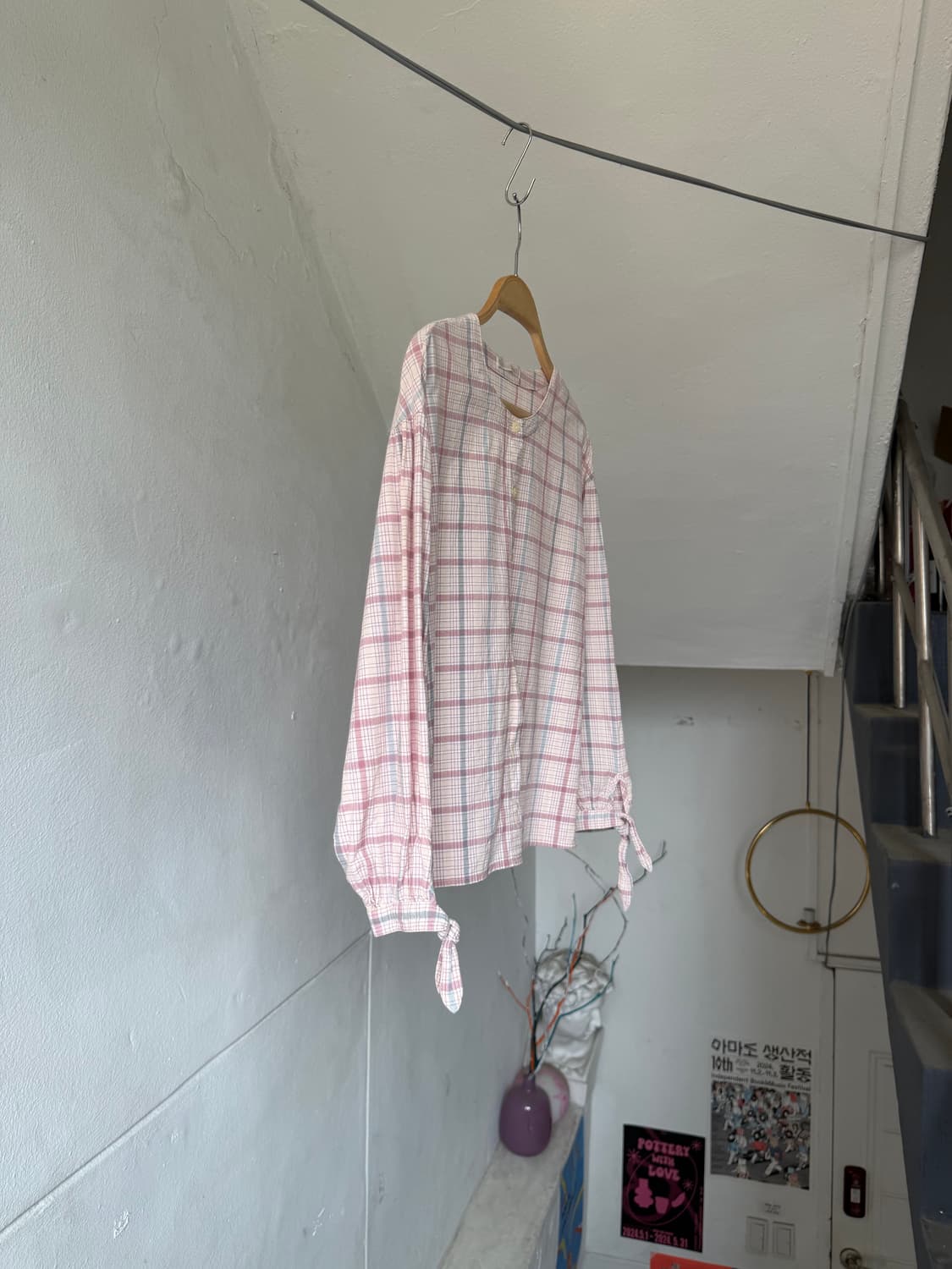 페어리 코튼 체크 크롭 블라우스 상품이미지4