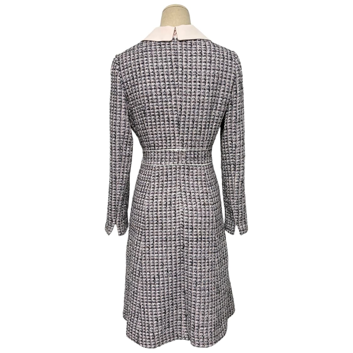 3844 핑크 하객룩 카라 긴팔 트위드원피스 상품이미지4