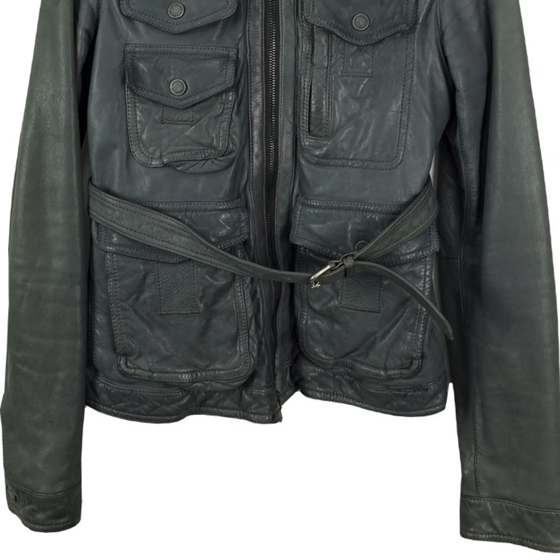 [닐바렛] 고딕 펑크 멀티 포켓 벨티드 슬림핏 레더 가죽자켓 P01399 상품이미지5