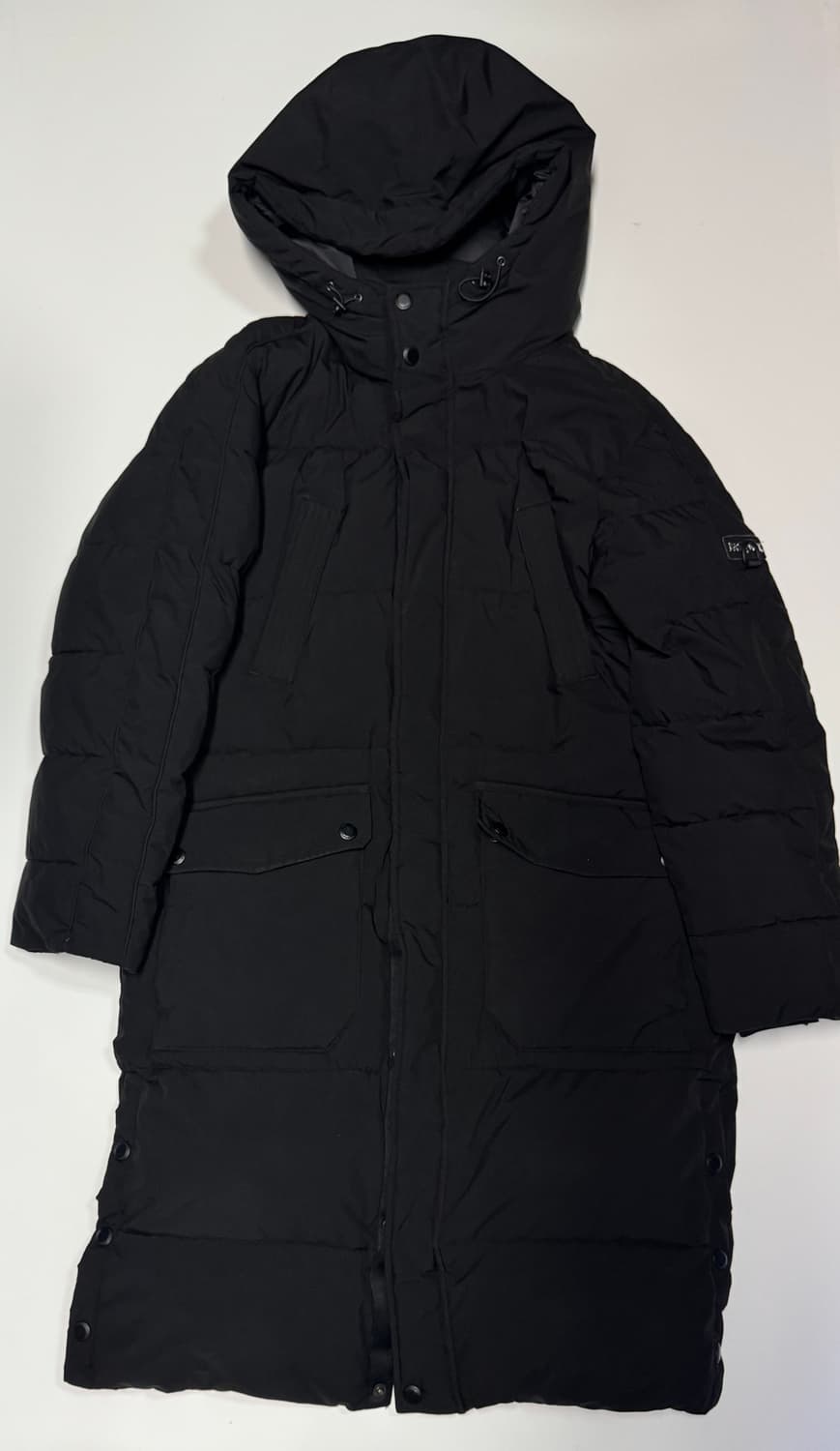 장미쉘바스키아 투 포켓 후드 롱패딩 L 블랙 상품이미지1