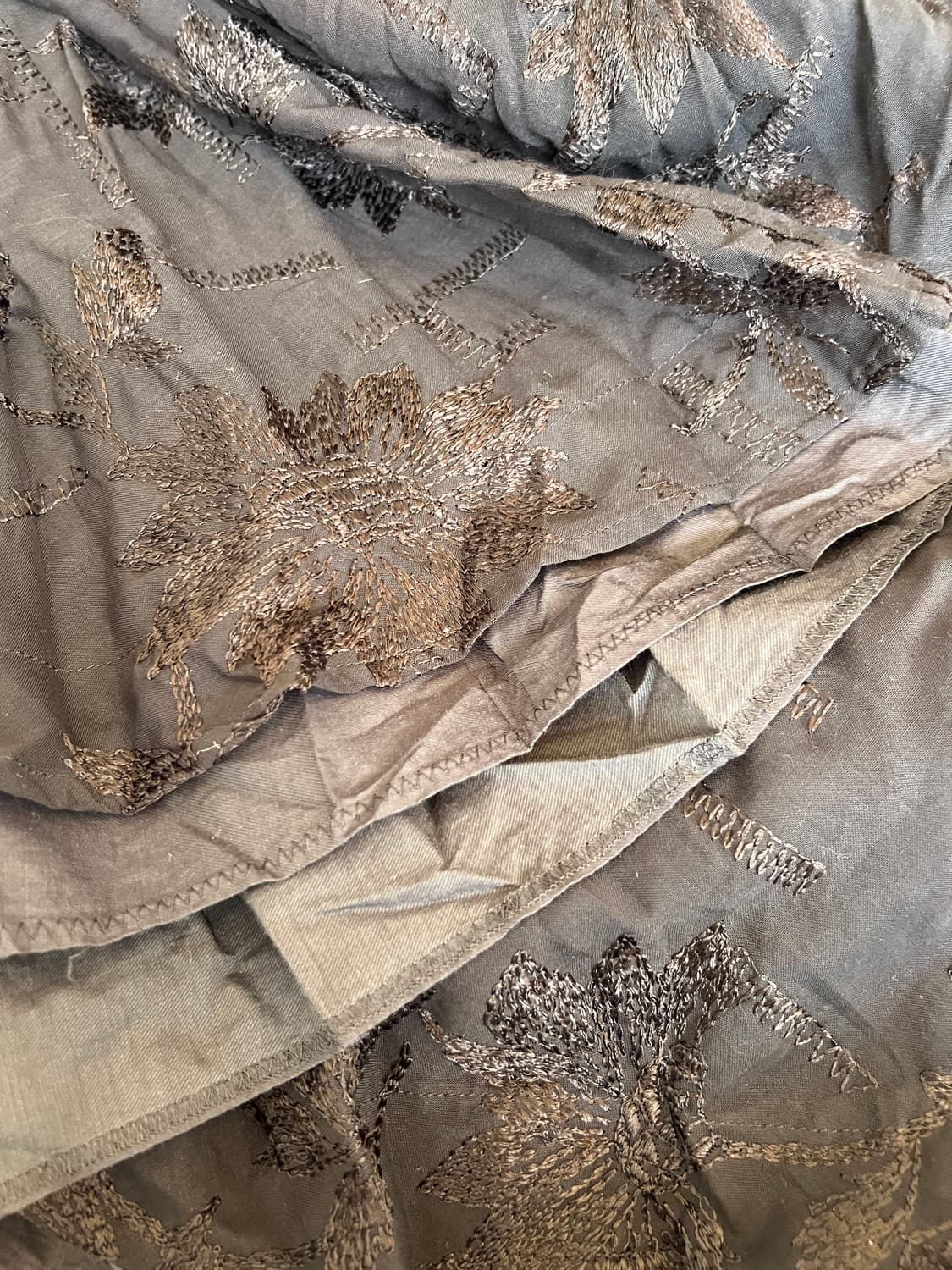 일본수입 Gabardine K.T 여성 브라운 미디스커트 자수레이스치마 상품이미지3