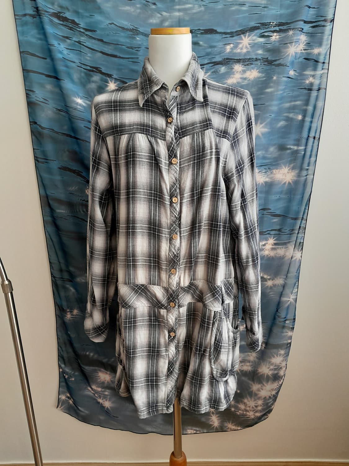 체크 모리 셔츠 원피스 상품이미지1