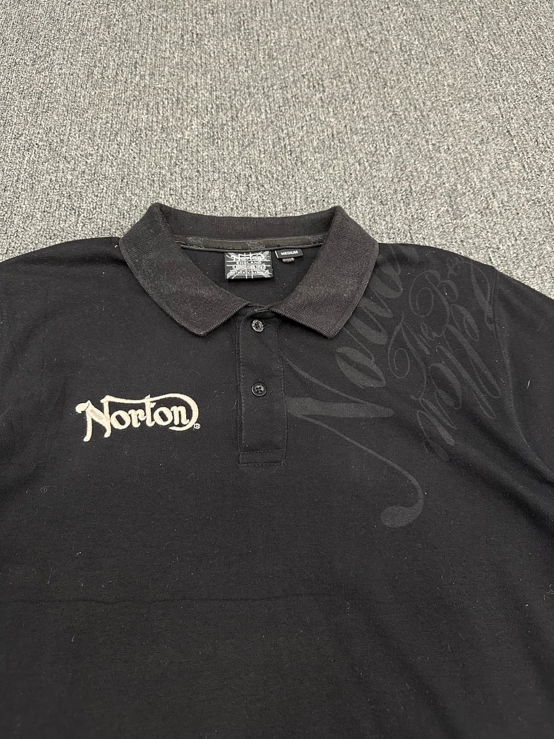 M)Norton y2k 모터사이클 자수 카라 반팔 상품이미지5