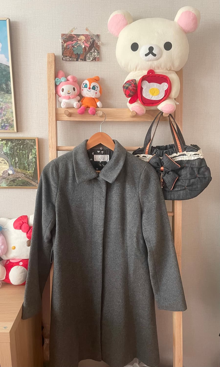 모리걸 빈티지 도쿄모리 무채색 롱 카라 코트 🩶🖤💗 상품이미지1