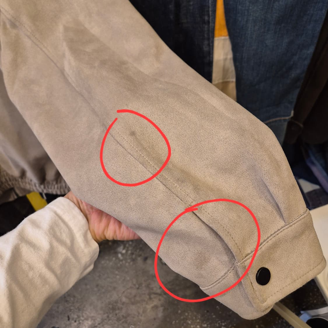 실사이즈 L~XL(착샷잇음) 베이지 블루종 스웨이드자켓  상품이미지8