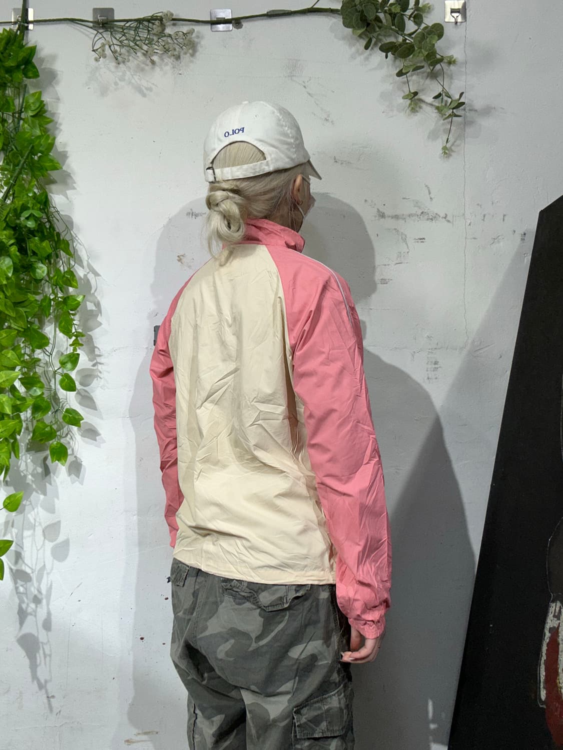 엘레쎄 베이지 핑크 배색 바람막이 자켓 M 상품이미지3