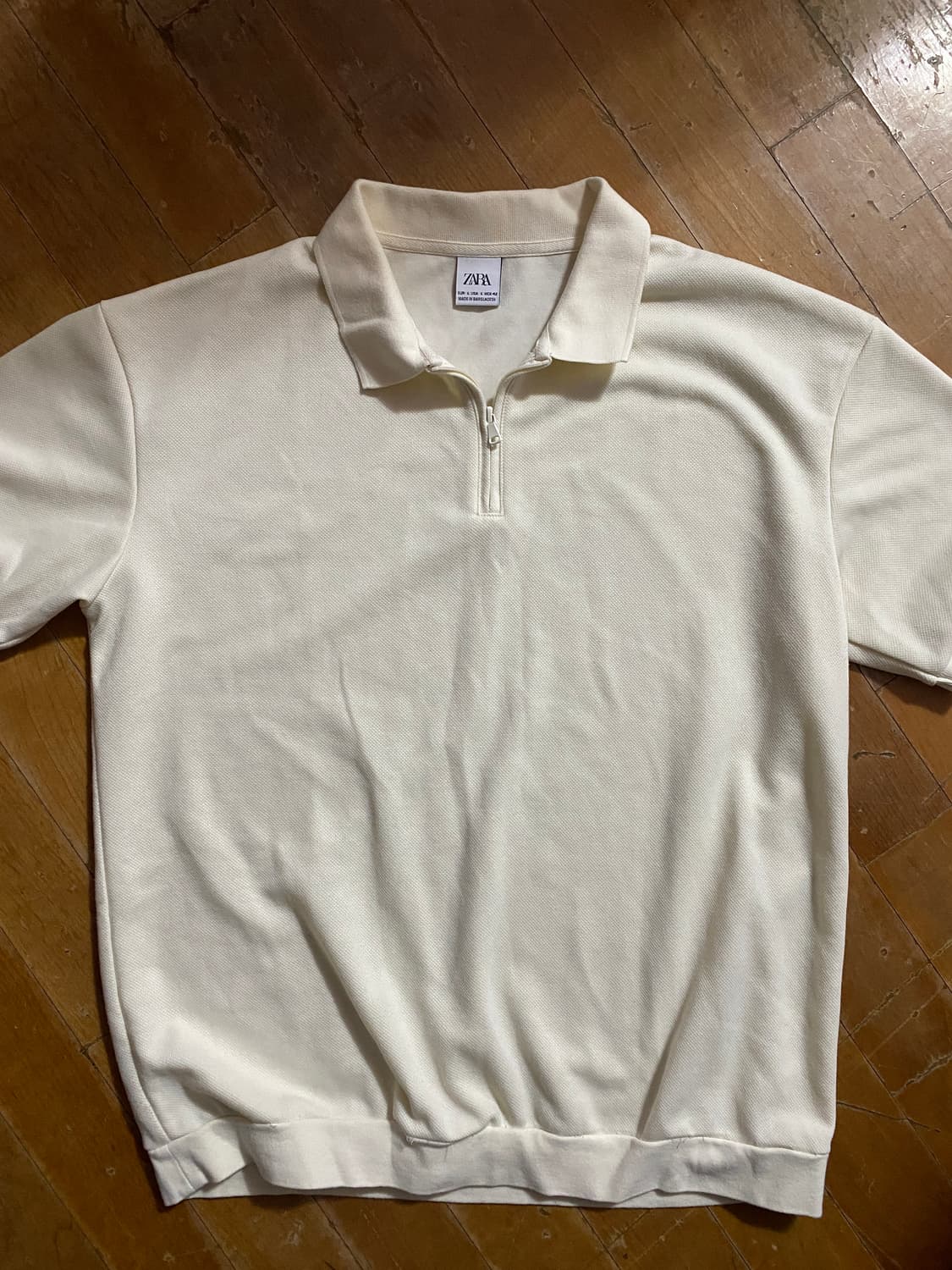 ZARA 반집업 반팔 티셔츠 아이보리 L (105) 상품이미지1