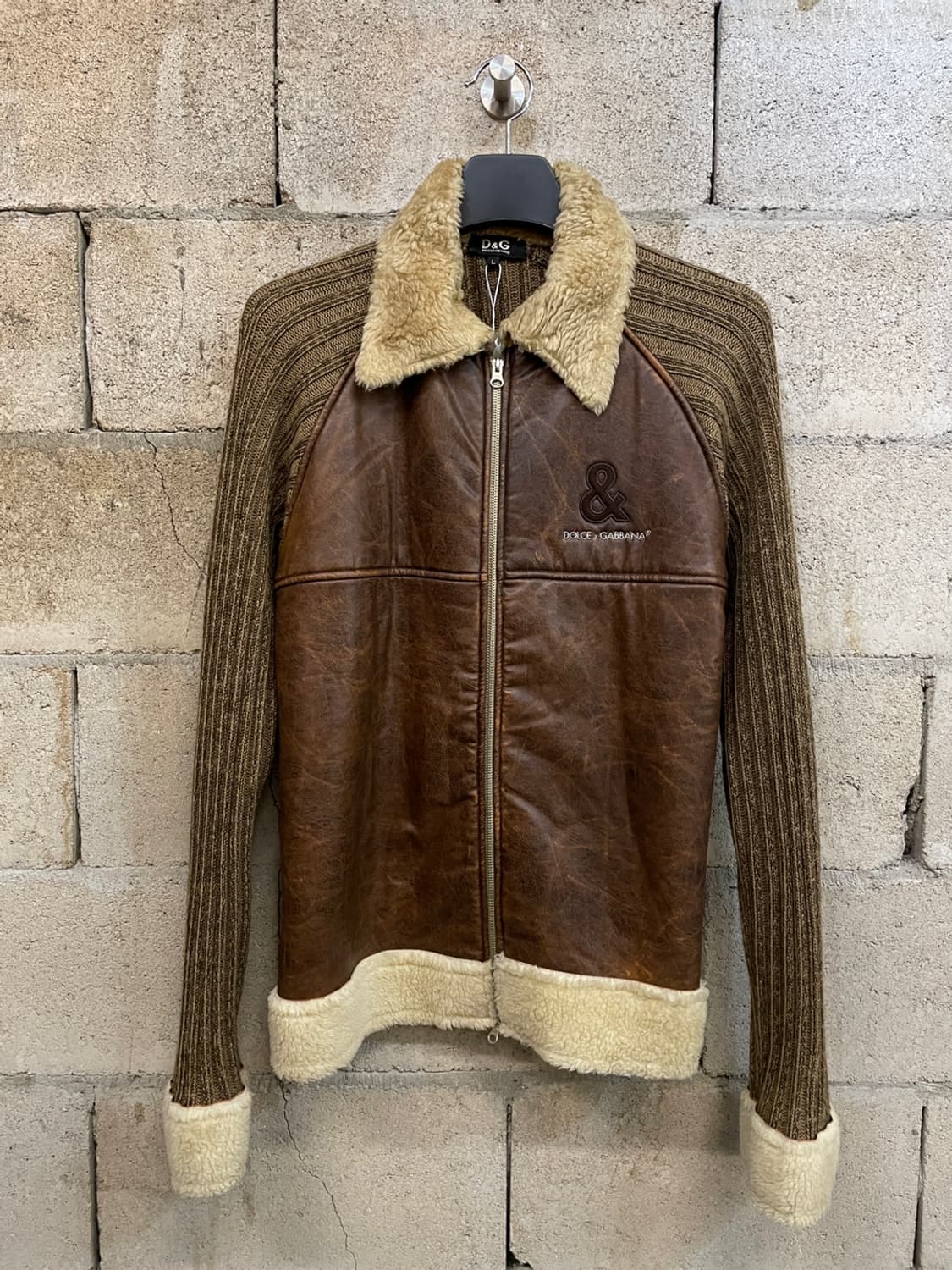 돌체앤가바나 시어링 레더 니트 집업 상품이미지1