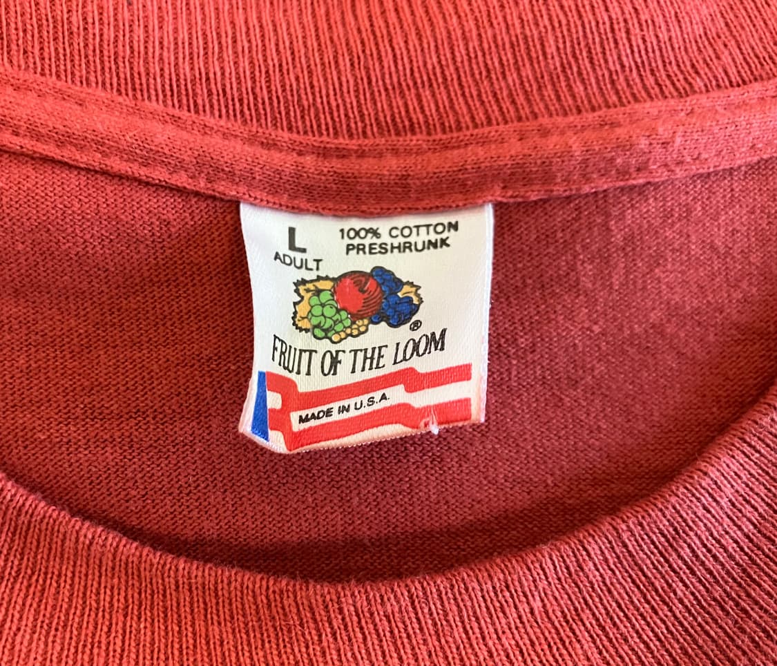 빈티지 USA 90s 프룻오브더룸 싱글스티치 피싱 물고기 티셔츠 L 상품이미지3