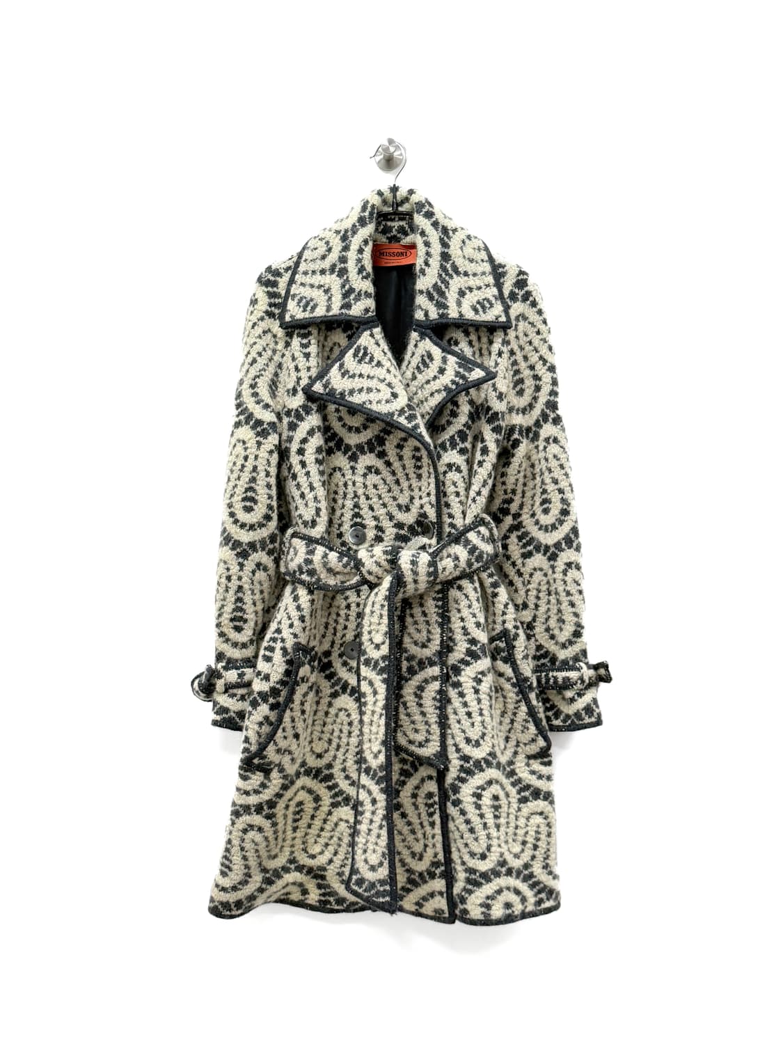 미쏘니 패턴 울 벨티드 코트 상품이미지1