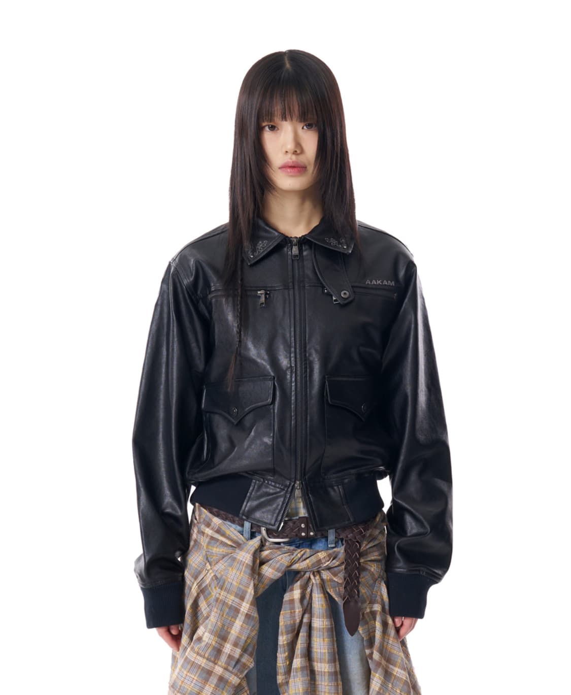 아캄 웨스턴 레더 자켓 블랙 상품이미지2